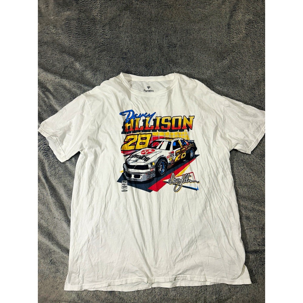Fanatics Davey Allison #28 NASCAR Hall of Fame White T-Shirt Size 2XL